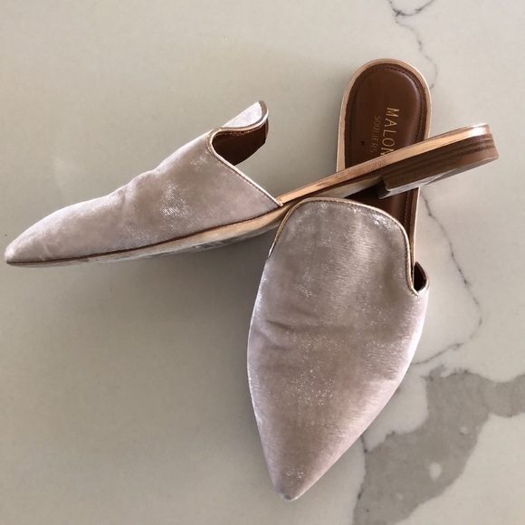 Malone Souliers Marianne Rose Gold Velvet Slip Ons Size 5.5 - Picture 2 of 5